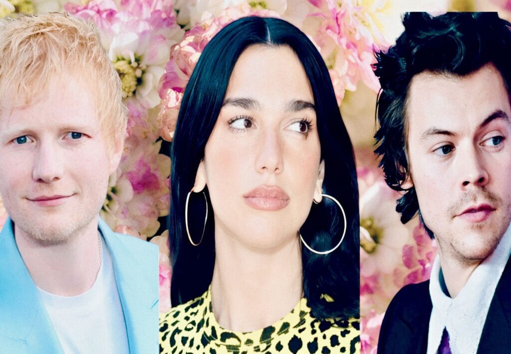 Ed Sheeran, Dua lipa and Harry Styles 